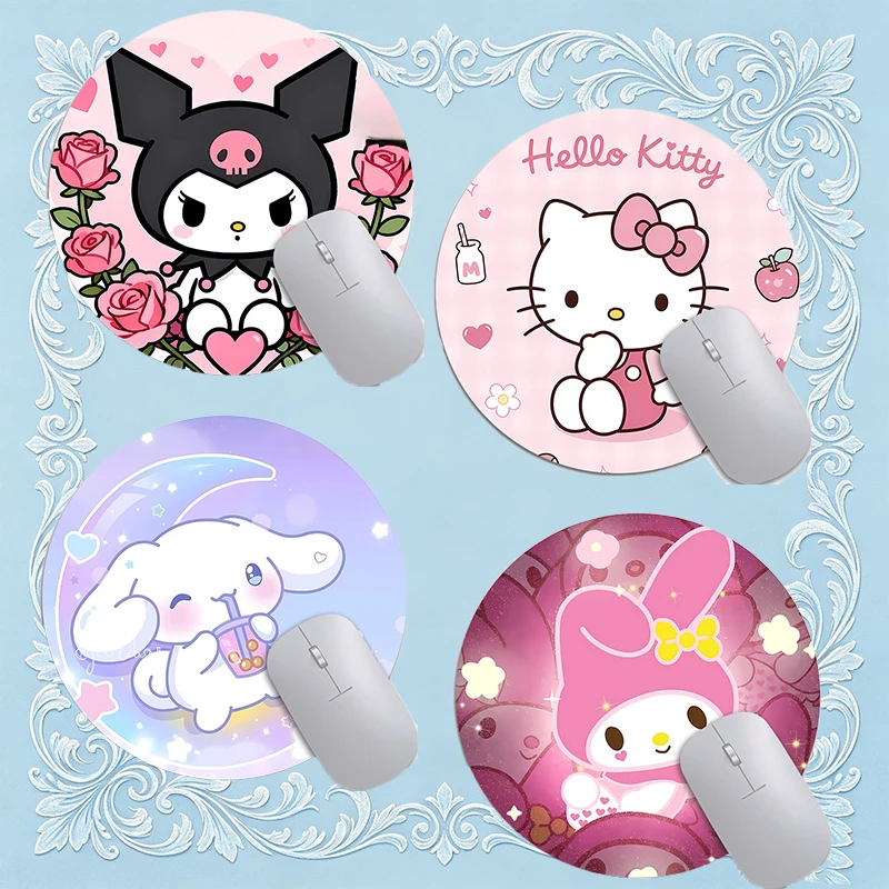 

Sanrio HelloKitty Mouse Pad Kuromi Anti-slip Mousepads Small Size Round Office Desktop Non-slip Mouse Pad Anime Kawaii Desk Pads