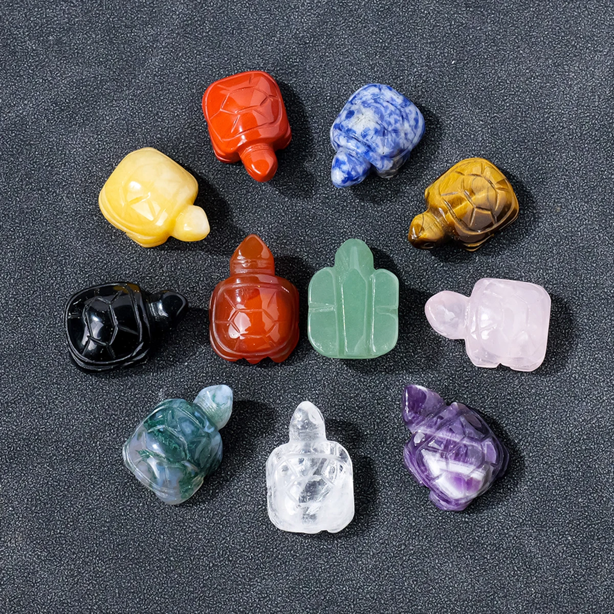 1pc Natural Crystal Mini Turtle Tortoise Statue Carved Reiki Healing Crystal Animal Figurine Crafts Home Decoration