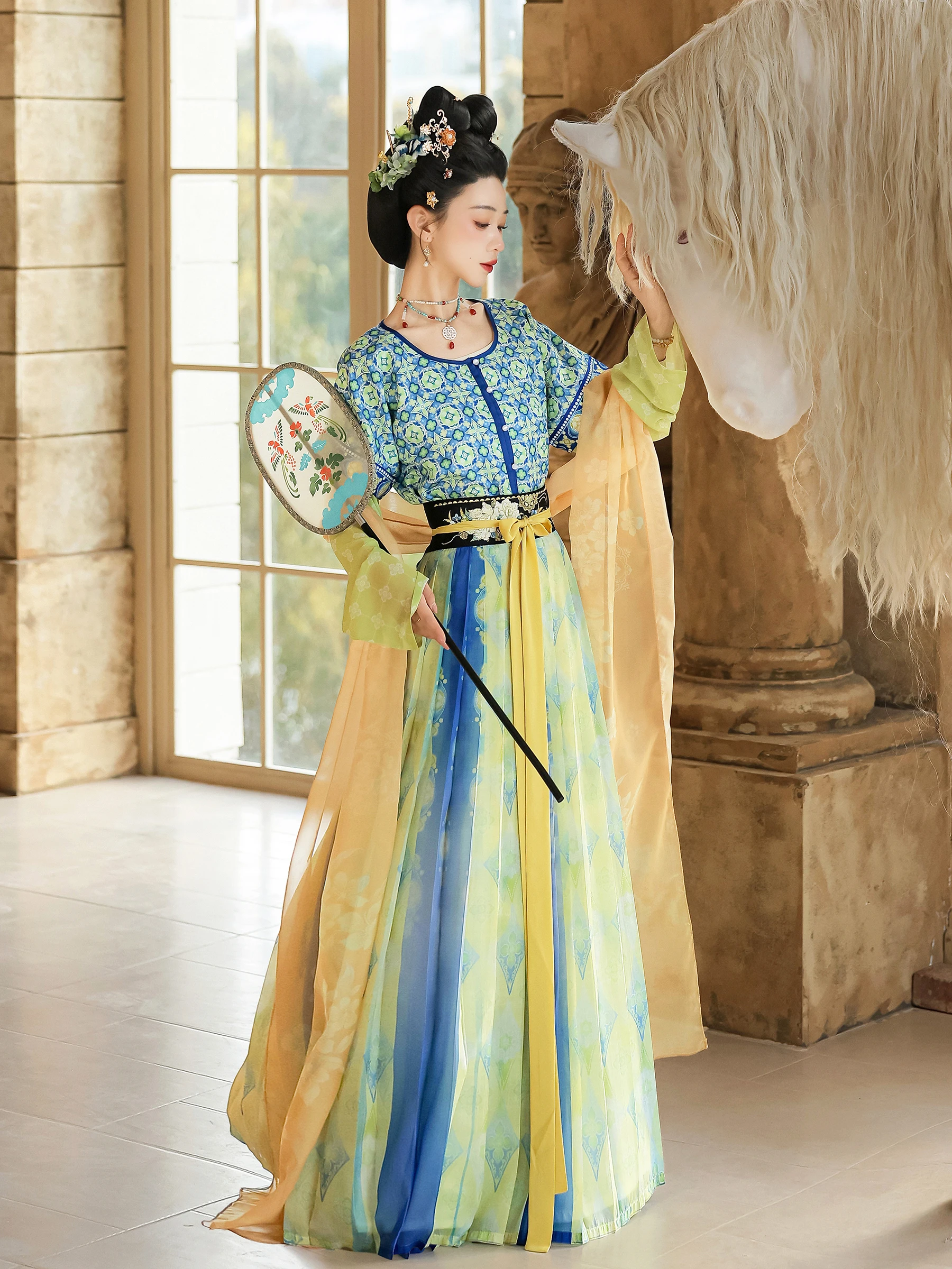 nouvelle-collection-printemps-Ete-ensemble-hanfu-pour-femme-style-dynastie-tang-longueur-taille-en-fibre-de-polyester-vetement-traditionnel-chinois