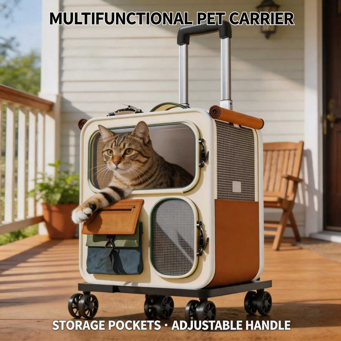 

Cat Bag Outdoor Large Capacity Luggage Box Multi-cat Pet Portable cat Multi-functional Wheels Trolley case Transparent Backpack