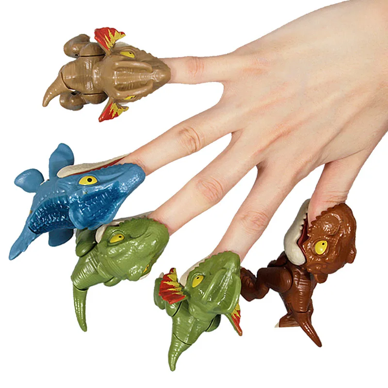 5 Pcs/Set Finger Biting Dinosaur Action Figures Toys Creative Funny Interactive Biting Hand Stress Relieving Toys