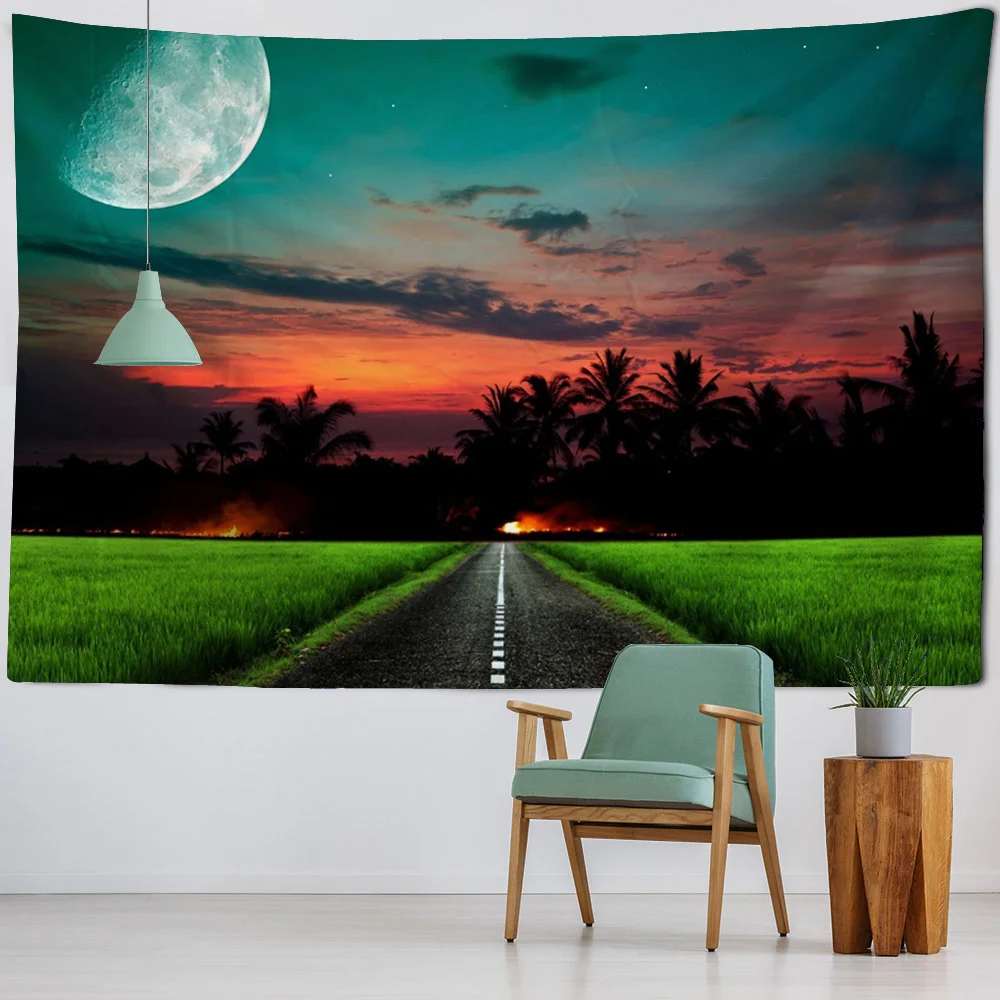 

Night landscape tapestry, starry sky, mysterious psychedelic art, wall hanging, home decoration, bedroom and dormitory