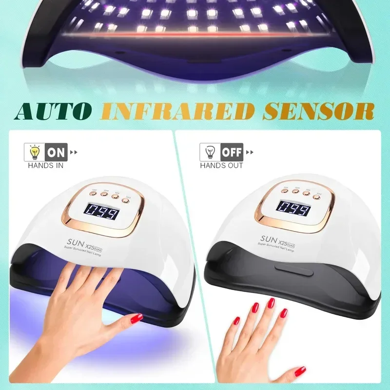 Nueva lámpara LED para uñas, 380W, lámparas de curado de uñas para salón en casa, potentes lámparas LED de secado para todos los esmalte de Gel, equipo profesional para uñas