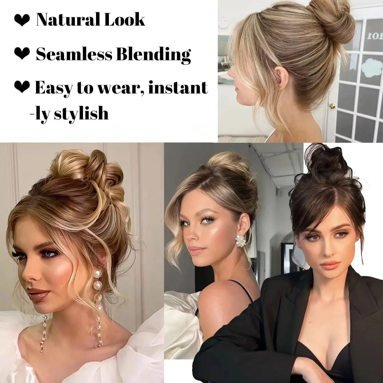 Synthetic Hair Bun With Circle Elastic Clips Straight Donut Updo Hair Wig Bird's Nest Shaped Retractable Hairpieces