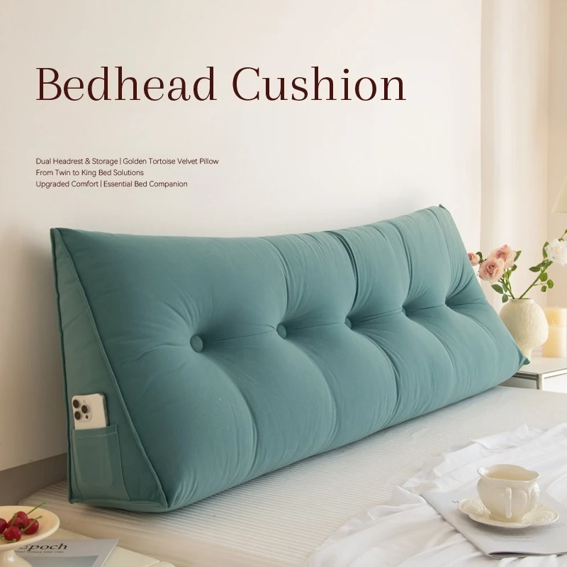 Headboard Cushion Leather Velvet Large Bed Rest Pillow Backrest Pillow Dorm Bed Backrest Soft Bag Home Cushion Lumbar