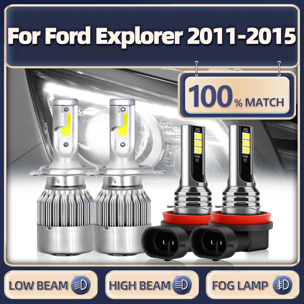

9005 HB3 LED Headlight Bulbs H11 Fog Light Super Bright Auto Lamps 12V 6000K White For Ford Explorer 2011 2012 2013 2014 2015
