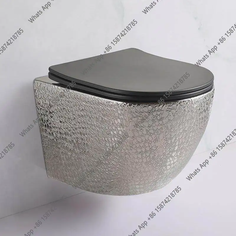High-grade Electroplated Wall-mounted Toilet Hotel Wall-mounted Toilet Gold Wall Toilet Designer