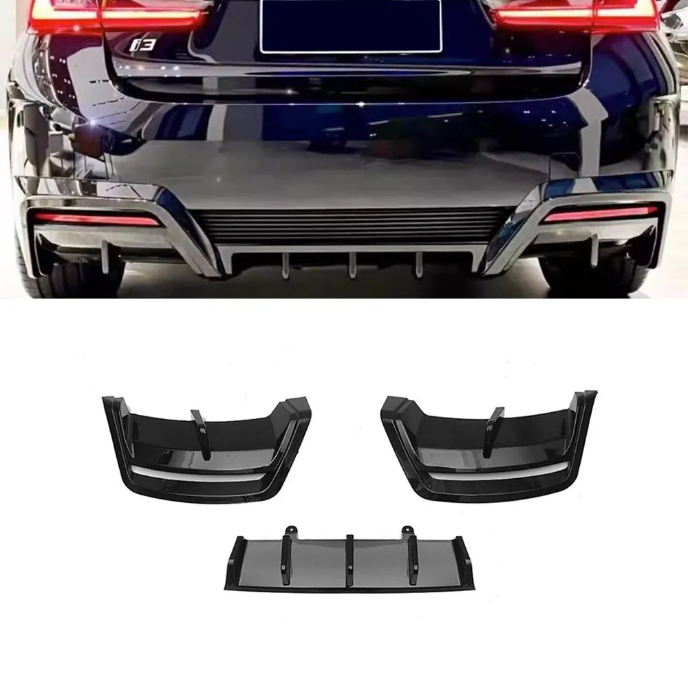 For BMW eDrive 35L 2022 Bumper Diffuser Splitter Spoilers Protector Lip Rear Exhaust Surround Car Accessories Glossy Black ABS