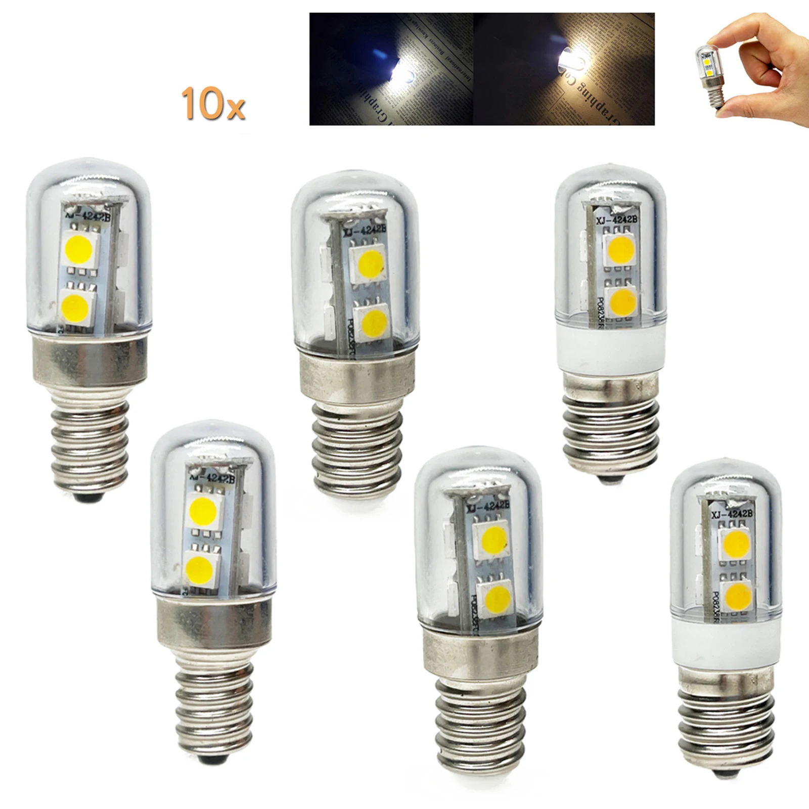 

10X Led Кукурузная лампочка Энергосбережение переменного тока 220V 5050 Smd Холодный E14 E12 E17 Led Холодильник 1W