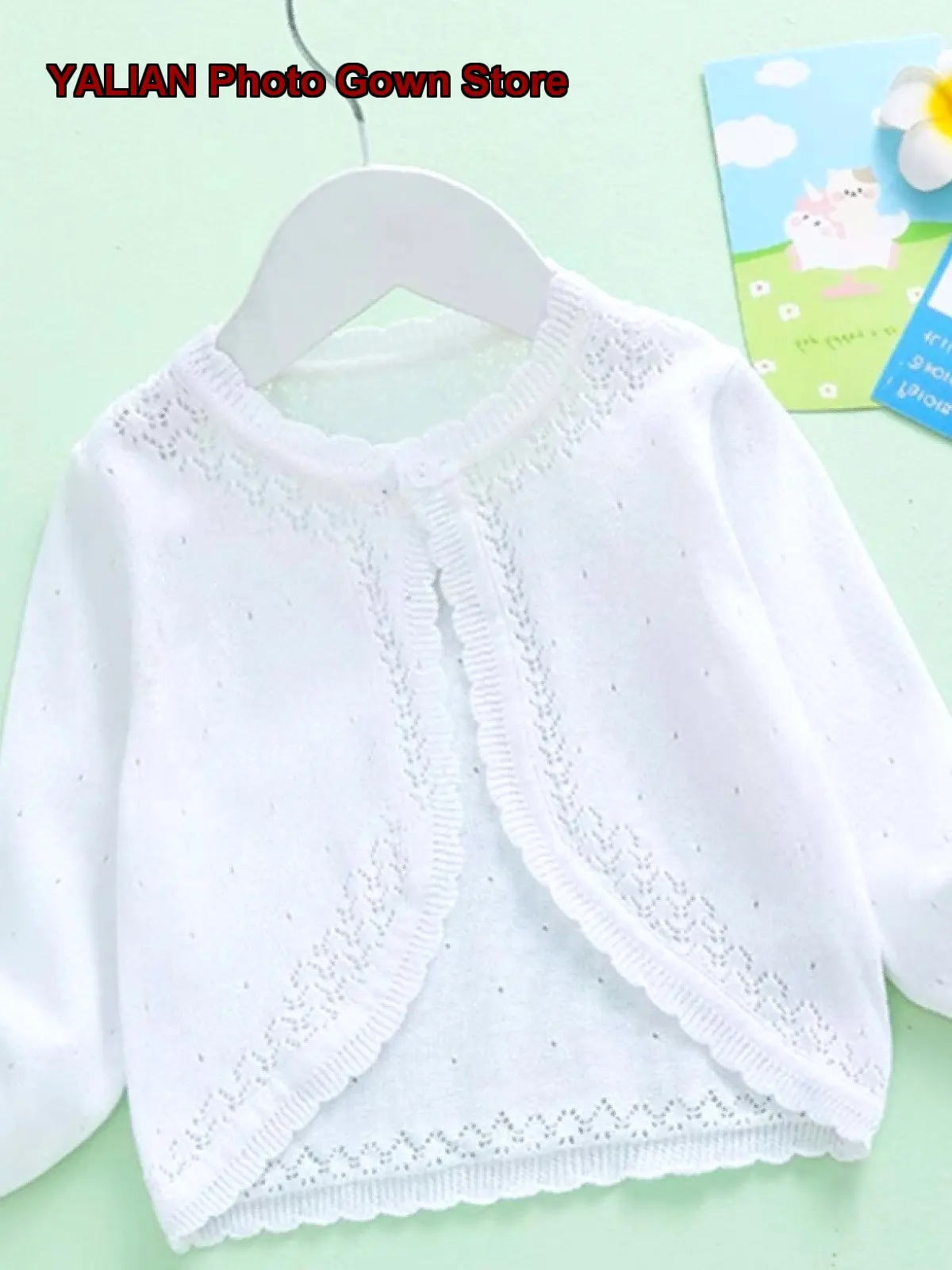Girls Air-Conditioning Shirt Spring 2025 Hollow Out Knit Open Front Lightweight Shawl Infant Sun-Protection Jacket Kids
