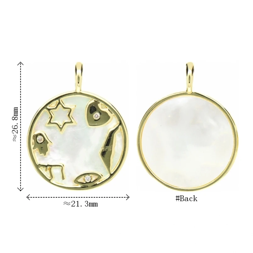 White Shell Jewish Kabbalah Alphabet Hebrew Chai Copper Pendant Religious Jewelry Jewish Hexagram Necklace Gift