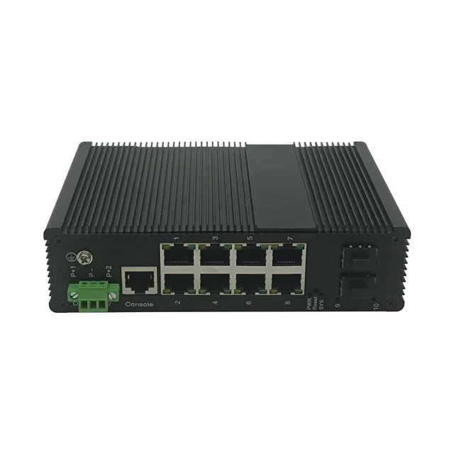 managed Gigabit industrial Ethernet fast switch 2 gigabit SFP optical port slots 8 10/100/1000Base-T adaptive RJ45 POE ports