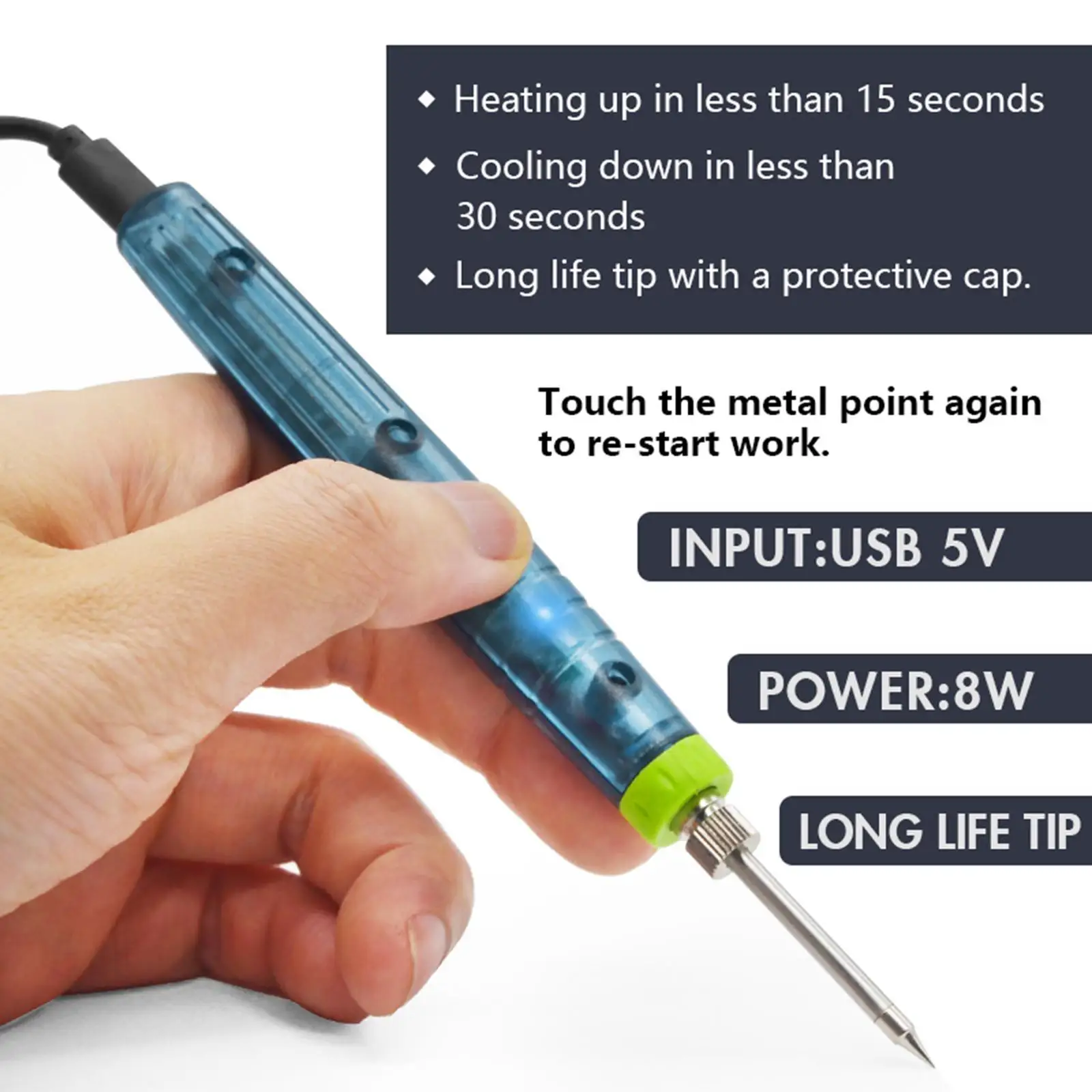 Electric Soldering Iron Kit with Metal Stand and Protective Cover for Jewelry Repair USB Soldering Iron Kit Welding Repair Tool