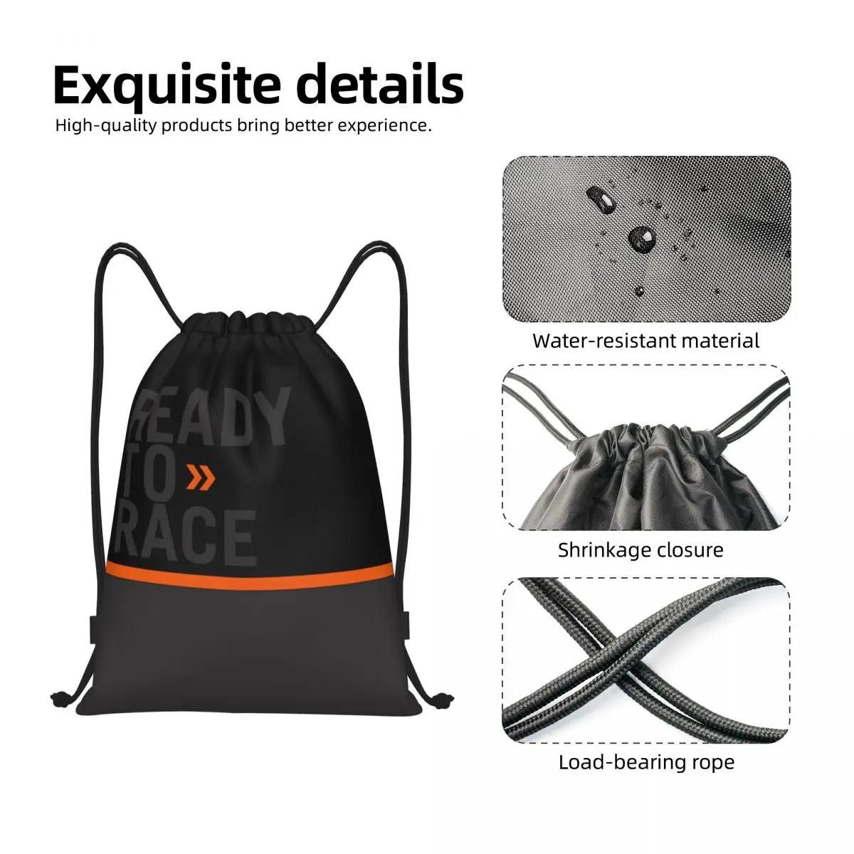 Custom Ready To Race Drawstring Bag Women Men Lightweight Enduro Cross Motocross Bitumen Bike Life Sports Gym Storage Backpack