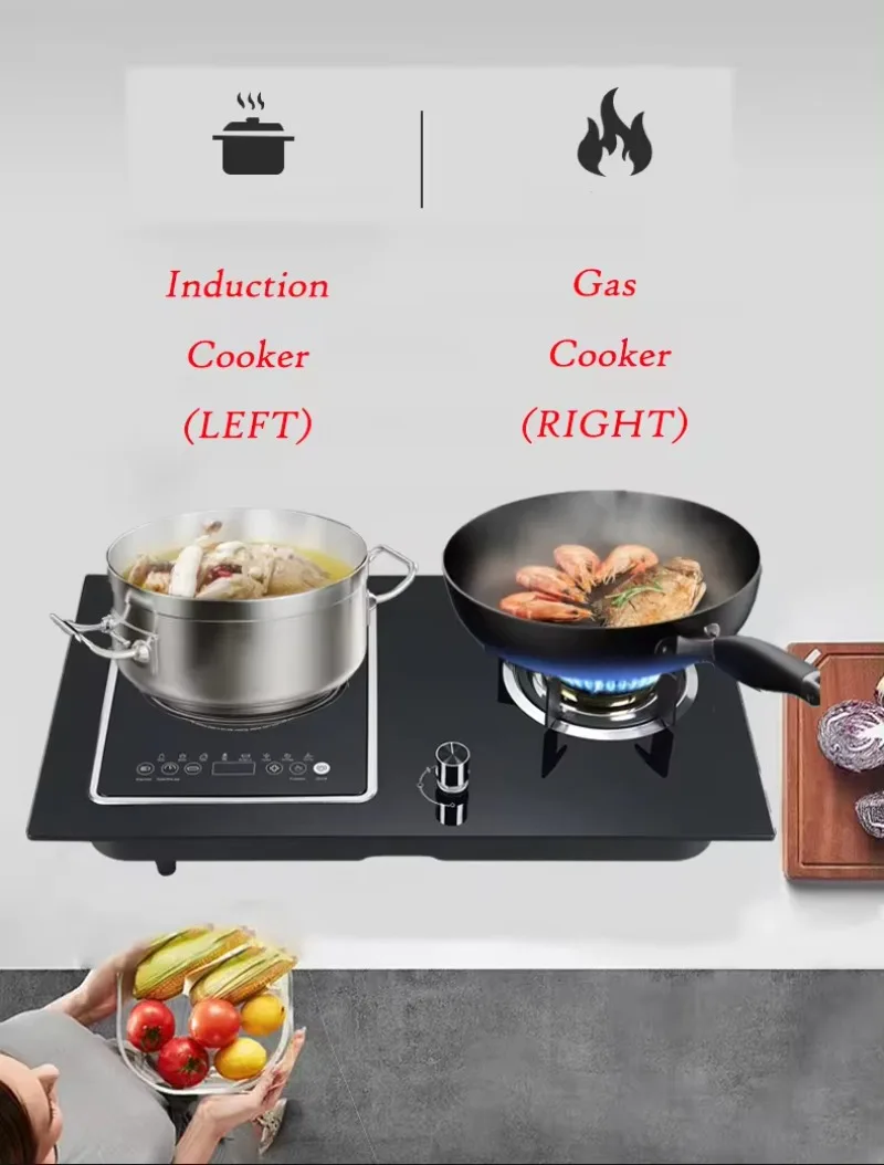 Design Double Burner Dual Use cooktops  built in Electric Induction Cooker And Gas Stove