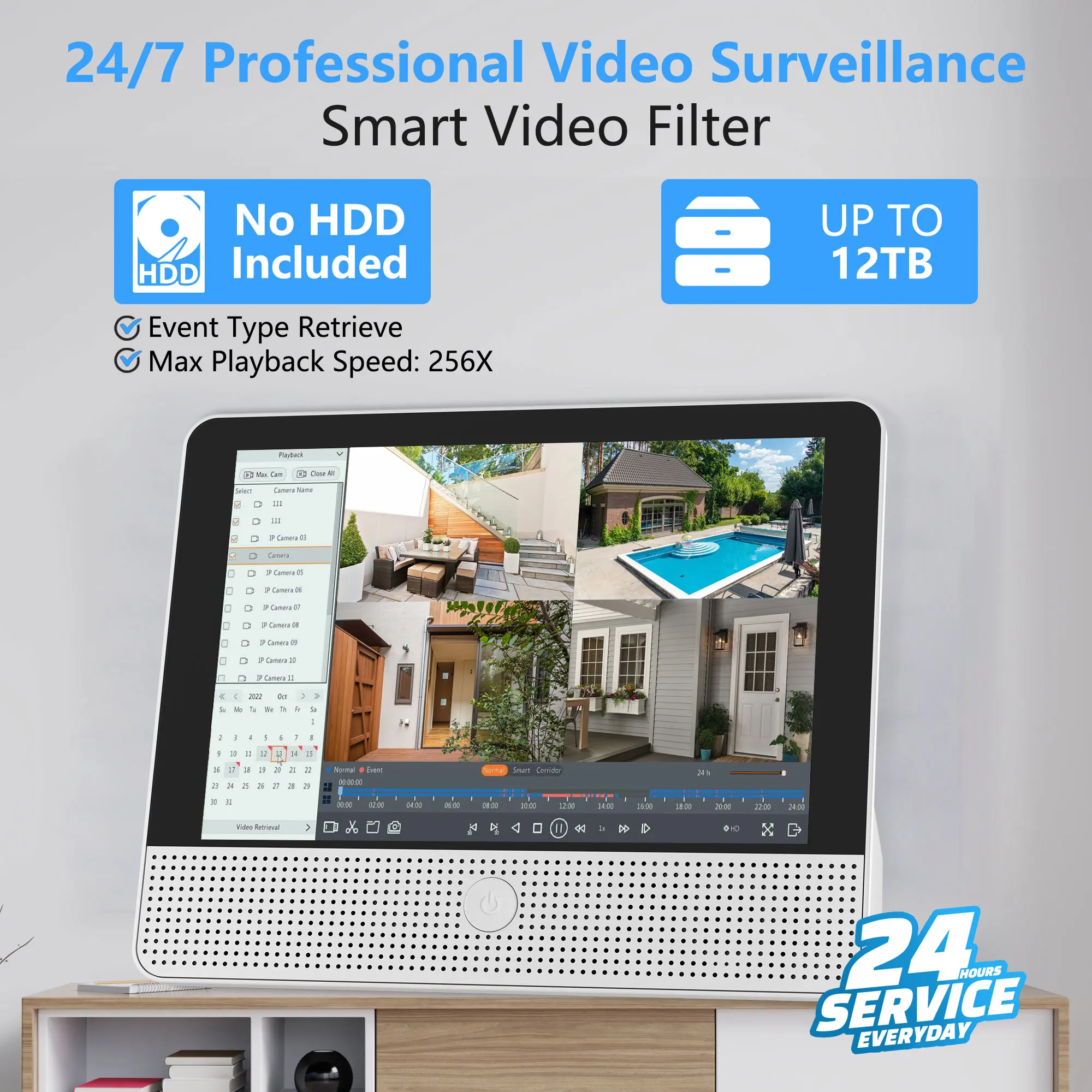 

4MP 4CH IP POE CCTV Security Camera System With 12.1" LCD Display Full Color Smart Dual Light IR Built-in Mic 8MP NVR Kit