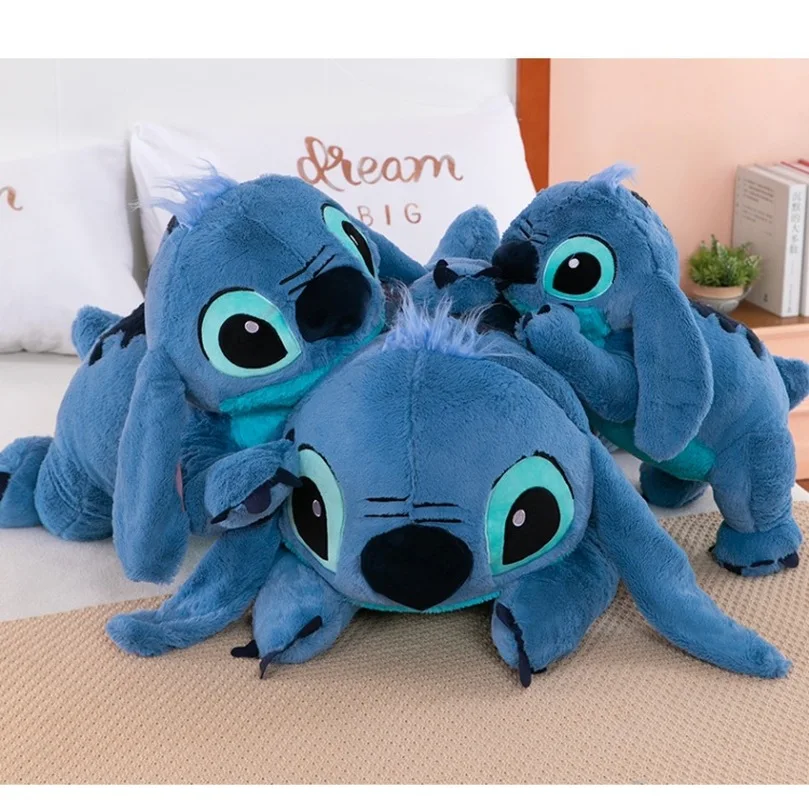 Gorący Disney Stitch pluszowe wypełnione lalka niebieski Kawaii Cartoon Sofa w kształcie zwierzęcia śpiąca miękkie poduszki zabawki dla prezent