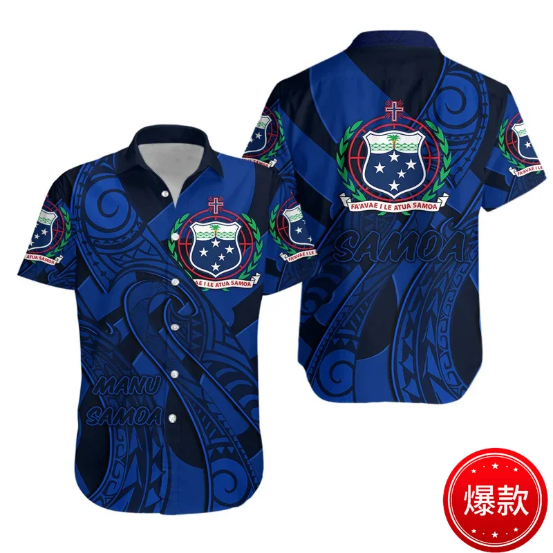 

Small Size 3D American Samoa IndependenceDay Print Shirts For Men Samoa Emblem Graphic Shirts Blouses Mens Clothing Women Shirts