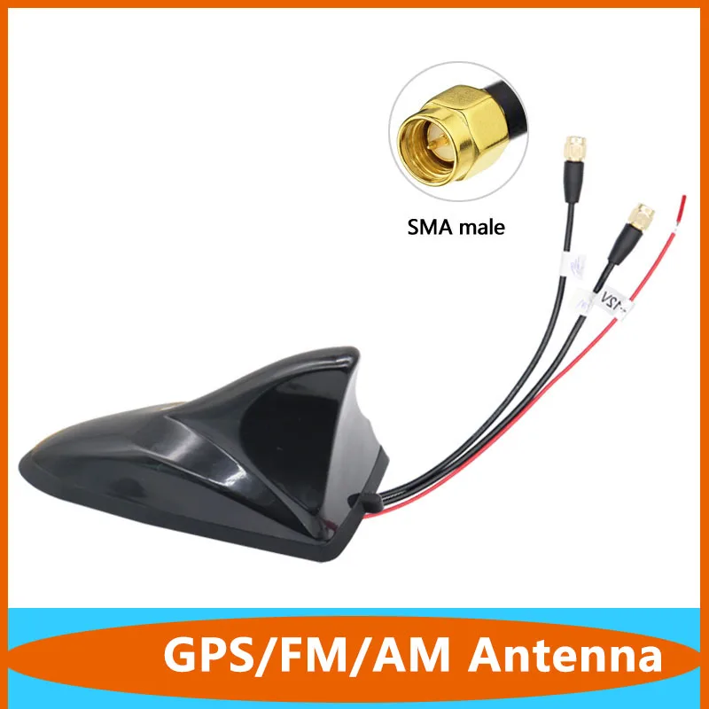 Precise Positioning GPS AM FM Shark Fin Car Roof Antenna IP67 Waterproof Omni 1575.42Mhz 85.7~108Mhz Aerial With SMA Male