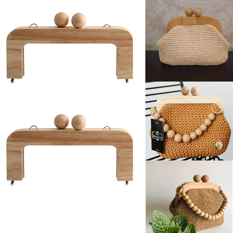 1PC/2PCS 20 * 8cm drewniana rama portfela sprzęgła rama z litego drewna z zamknięciem śrubowym uchwyt torby crossbody z klamrą pocałunku