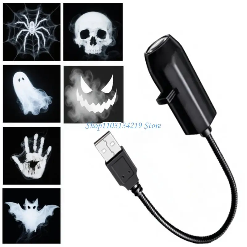 Lámpara práctica N5KC para proyector fiesta Halloween, con 6 diapositivas cambiables, USB Plug Play, iluminación ajustable