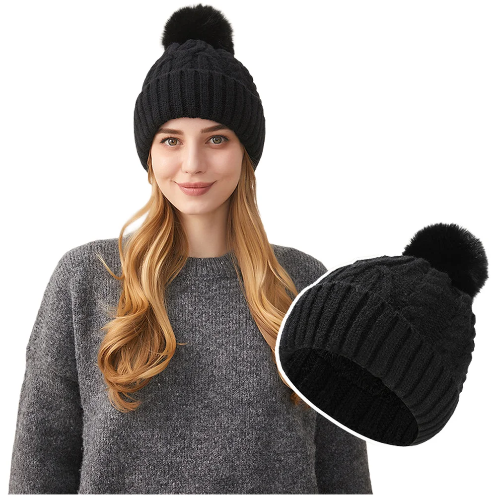 Thickened Knit For beanie for Women Winter Soft Blend Windproof Hat Designed for Warmth Ear Protection and All-Day Wear