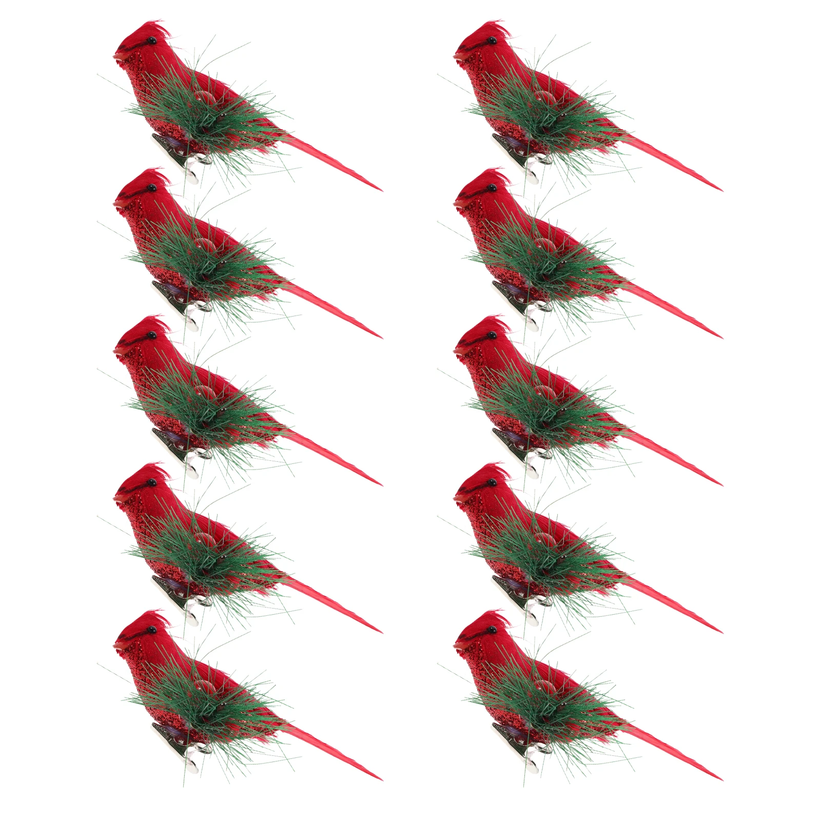 

10 Pcs Christmas Tree Decoration Bird Ornaments Artificial Red Cardinalal Birds Mini Crafts Plastic Clip Realistic