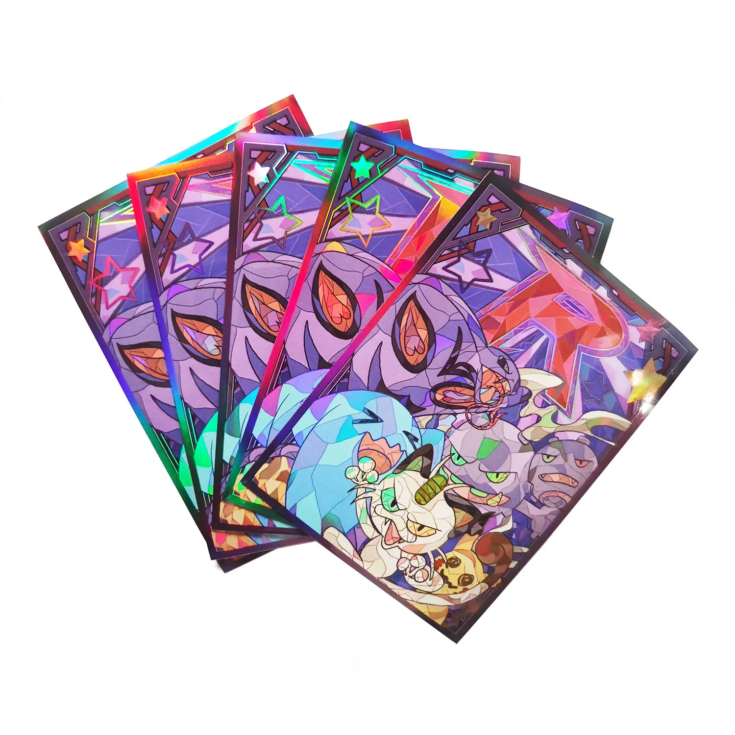 

60PCS 66x91mm Trading Cards Protector Holographic Animation PTCG Card Sleeves TCG Shield Laser Card Deck Cover Standard Size