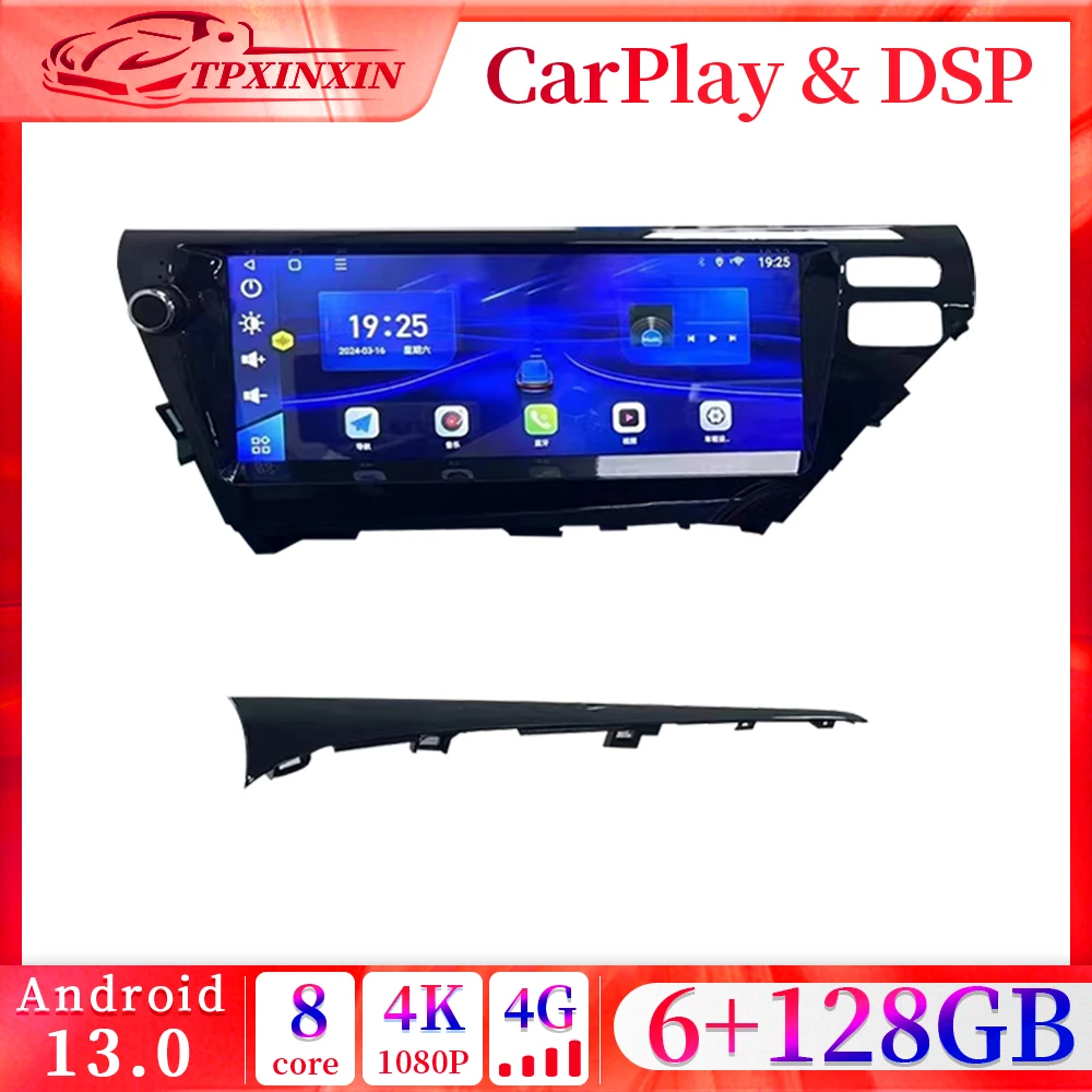 128GB Android 13 Radio For Toyota Camry 2018 2019 Car Multimedia Player Stereo Navi GPS Head Unit CarPlay