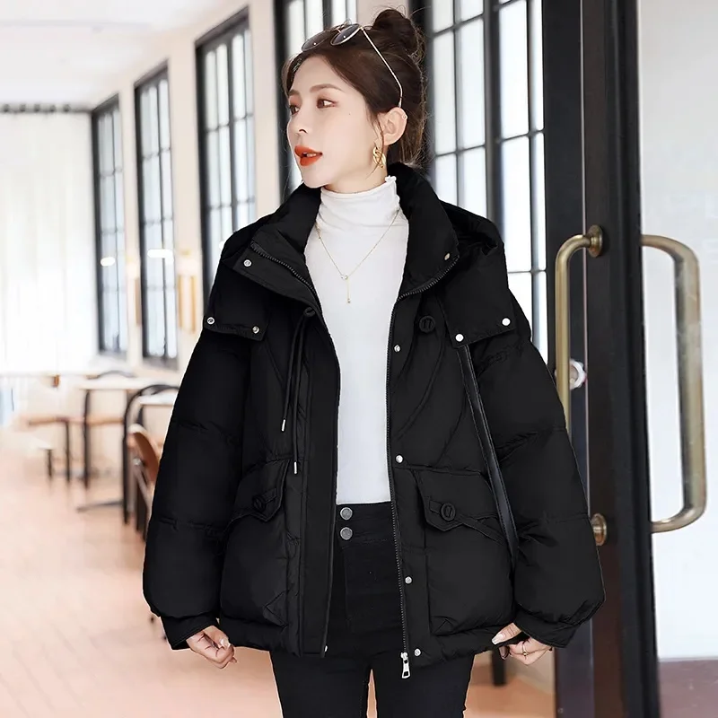 2025 nouvelle veste d'hiver à capuche épais vers le bas coton rembourré femme veste courte bouffante manteau mince chaud femmes Parkas vêtements d'extérieur