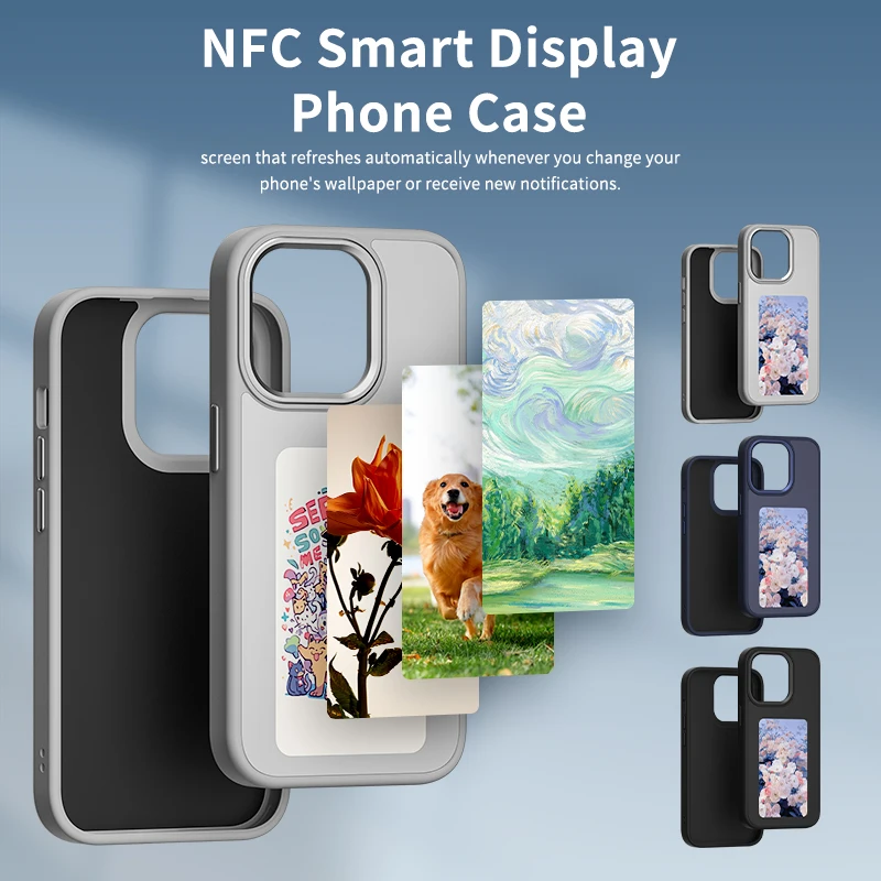 NFC DIY Picture Ink Phone Case for iPhone 16 15 14 13 Pro Max DIY Case Screen Phone Cover Cartoon Protection Funda Battery Free image 5