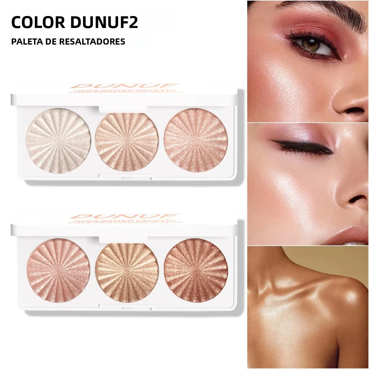 Paleta de Iluminador Resistente al Agua, 7 Colores Altamente Pigmentados, Rubor, Contorno, Sombra, 4 en 1, Maquillaje Facial de Larga Duración
