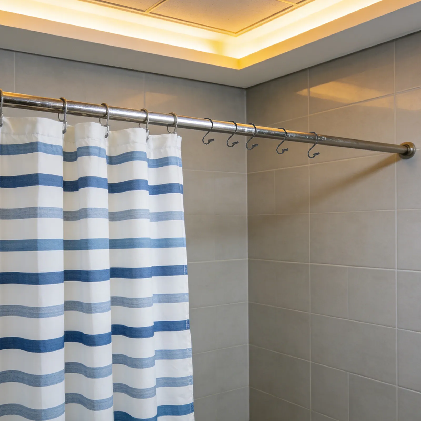 24Pcs Bath Curtain Hooks Metal S Hooks Vintage Decorative Bathroom Shower Rod Holders Corrosion Resistant Non-Slip for 29Mm Rod