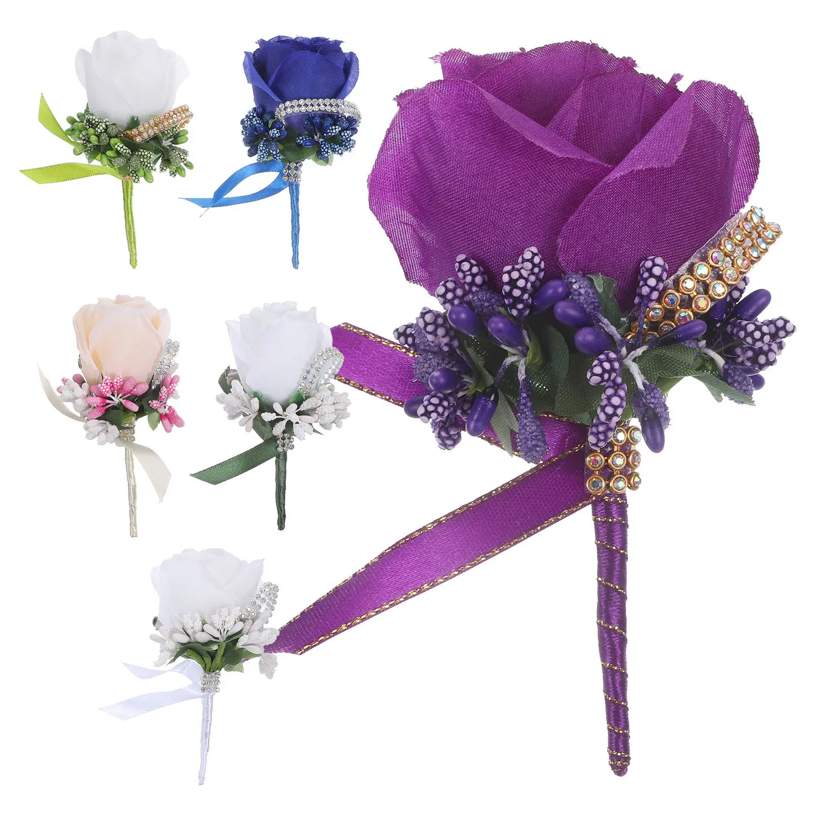 

Набор из 6 искусственных цветочных бутоньерок для свадьбы, невесты, жениха, имитация цветочных украшений, декор для выпускного вечера, фотосессий