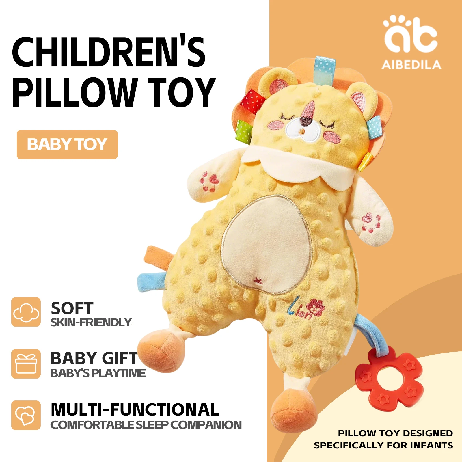 

AIBEDILA Kids Pillow Toy Cuddly Cute Skin-friendly Doll Pillow Baby Pillow for Hugging Sleeping Infant Shower Gifts 1-10T