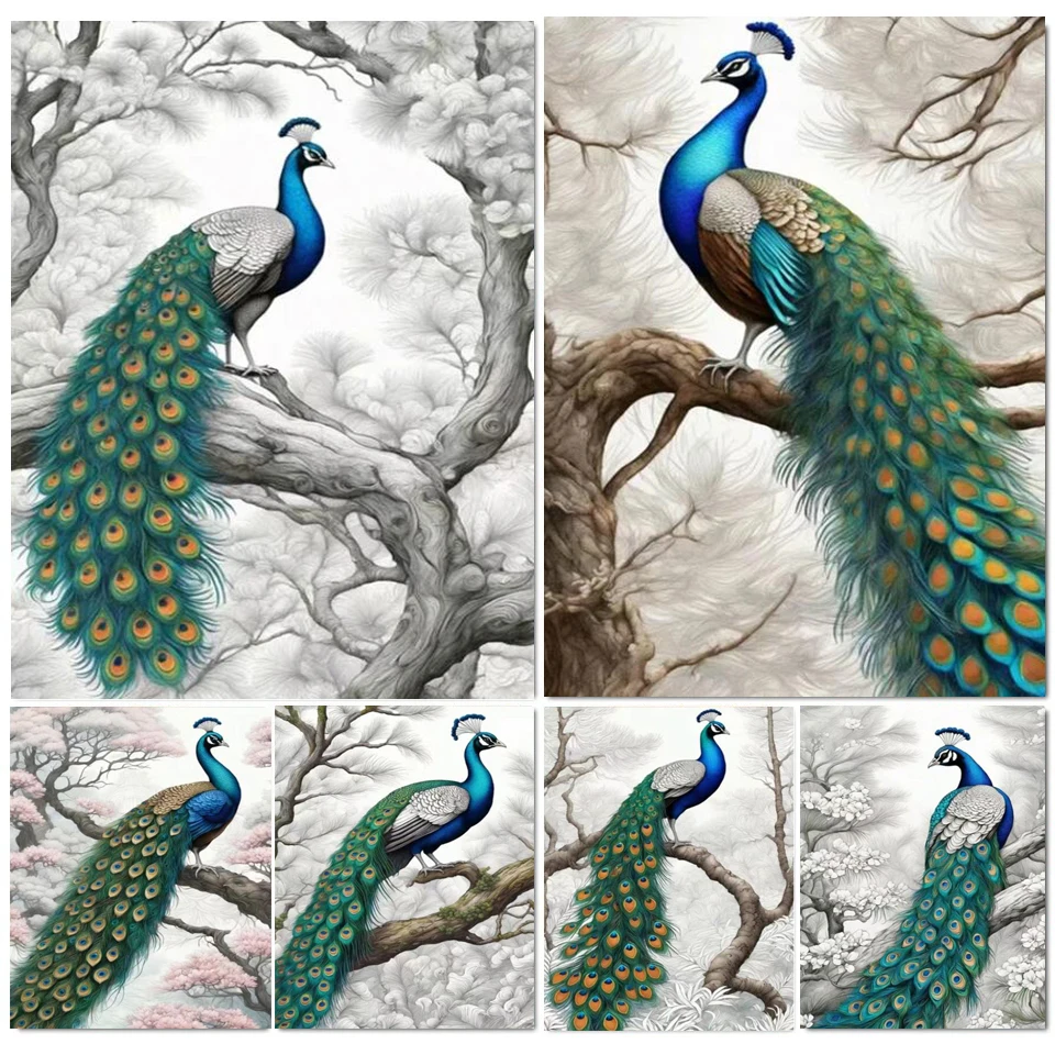 DIY New Diamond Painting Kit Green Peacock Picture Full Round Square Drill Inlaid Embroidery Craft Cross Stitch Home Decor H543