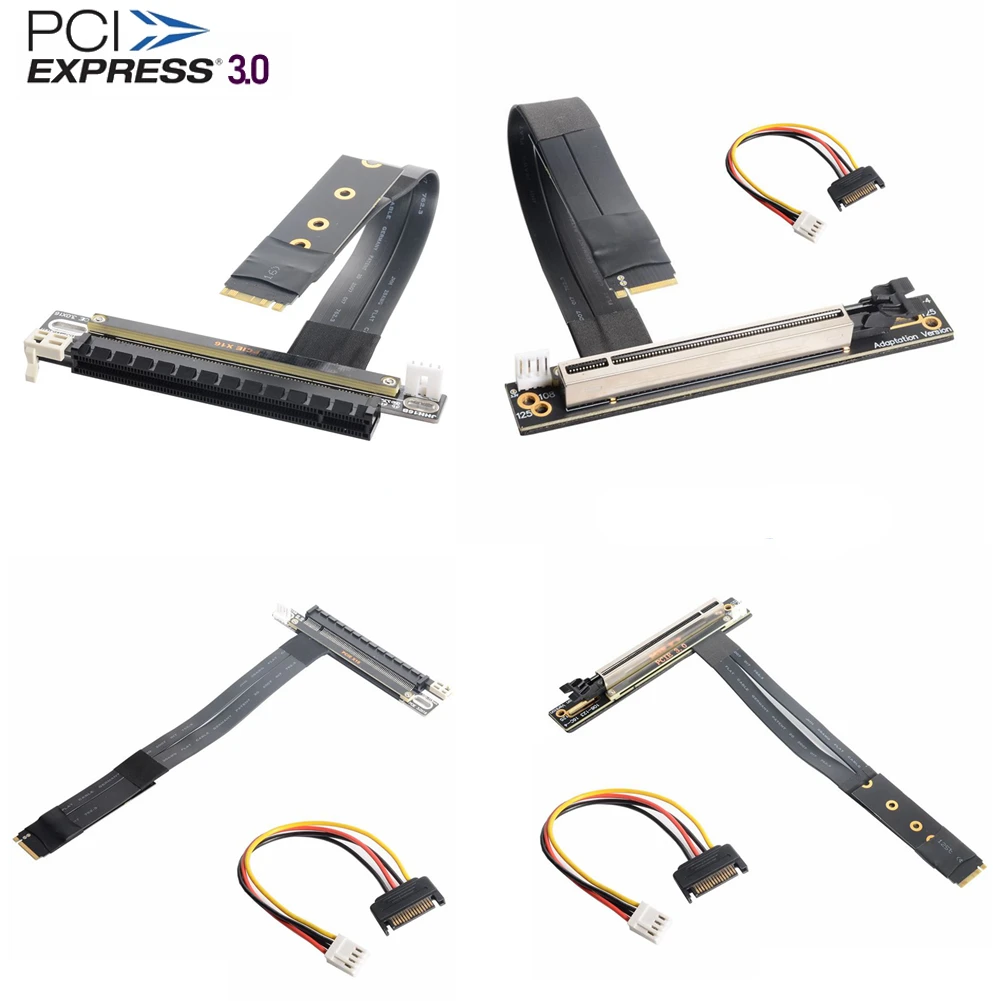 

High Speed 90 Degree GPU PCI-E PCI E 3.0 X16 16X To M2 M.2 M-Key Key M Gen 3 Extender Extension Cord Riser with Sata Power Cable