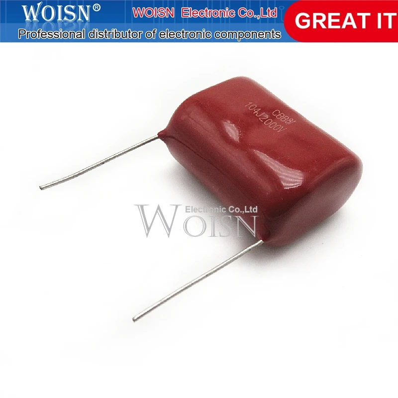 5pcs/lot 0.1uF 2000V 2KV CBB 104 100NF Polypropylene film capacitor pitch 25mm CBB81 In Stock