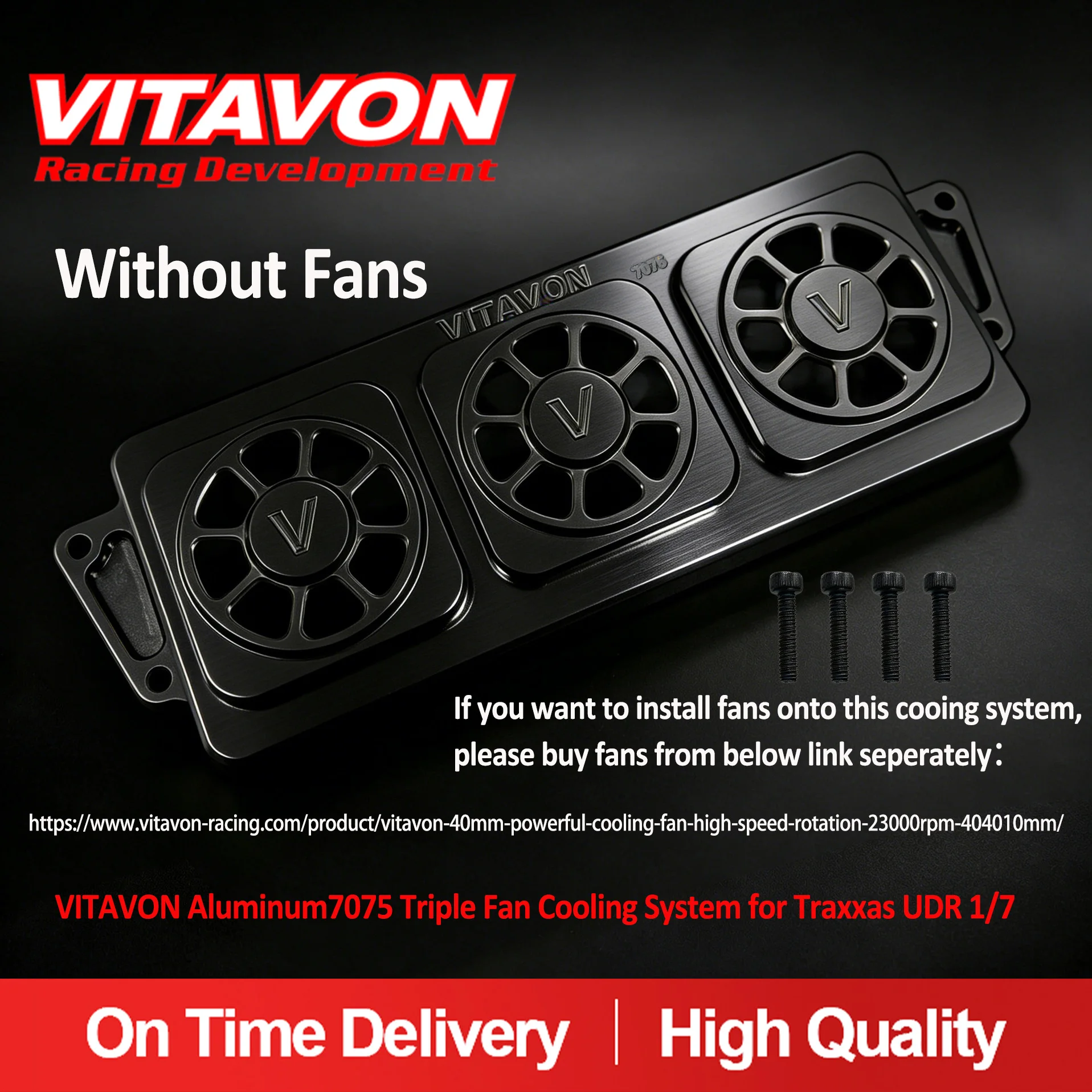 VITAVON Aluminum7075 Triple Fan Cooling System for Traxxas UDR 1/7