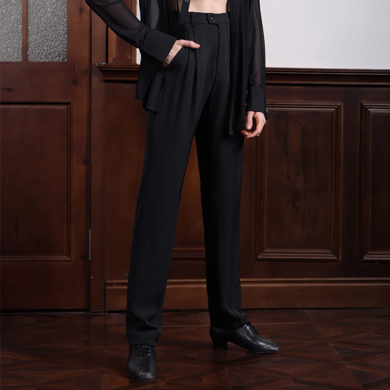 

Men Latin Dance Trousers Adults Samba Modern Dancing Pants Male National Standard Ballroom Dance Pants Stage Wear SL12200