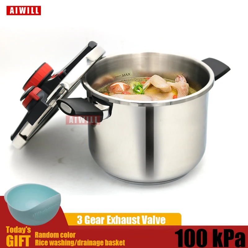 

6L/8L 3Gear Pressure Cooker 304 Stainless Steel Multifunctional Pressure-Limited Explosion-proof Pressure Cooker Quickly Cooking