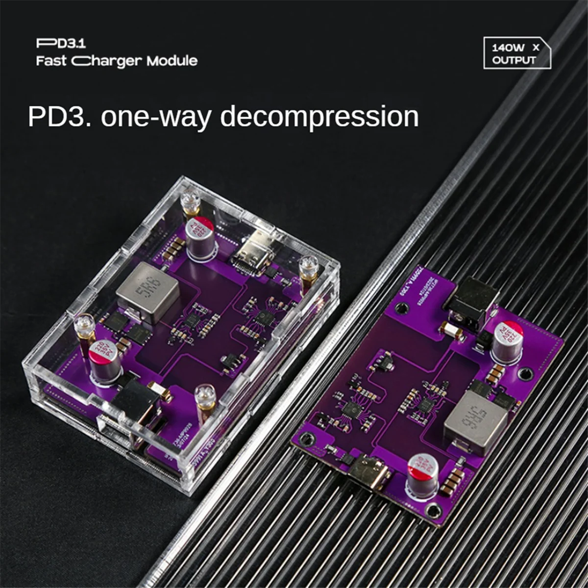 急速充電変換モジュール,タイプC出力,ip2736,28-32v入力,140w,dc 5.5x2.5mmからpd3.1