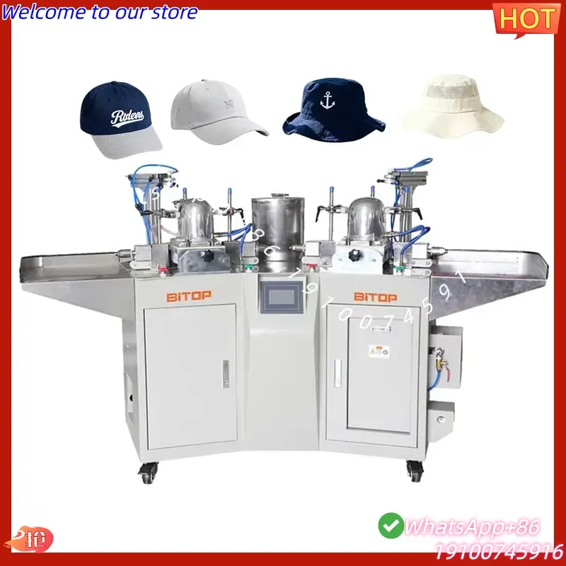 CE Certificate BT-02T Blocking Cap Making Machine Automatic Ironing Machine 2 Head for Caps