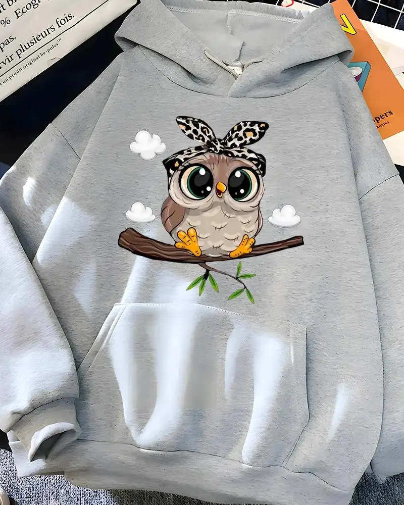 Hirsionsan Kawaii Cartoon Print Hoodies Women Oversized Sportwear Female Sweatshirt Cute Graphic Fleece Ladies Clothes 2024 New