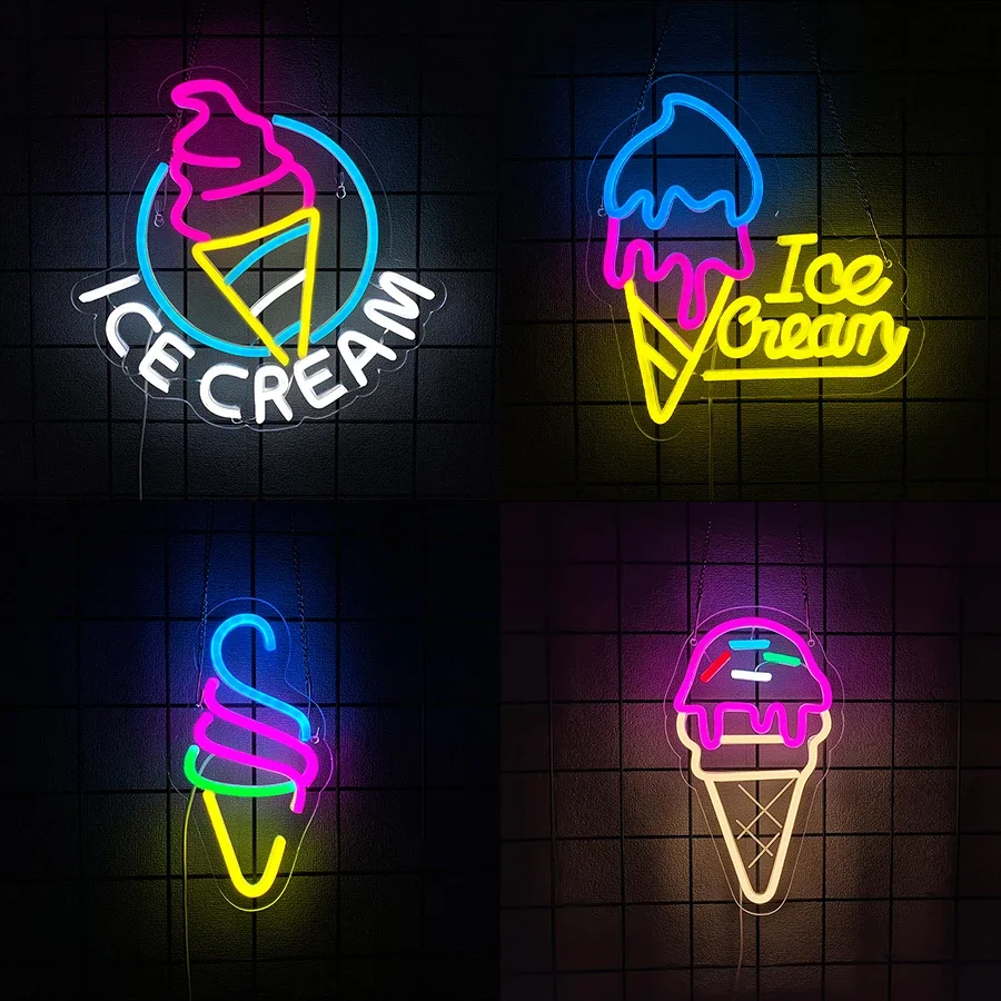 Light Up Sign For Ice Cream Store Decor,Birthday Christmas Party,Bar,Club,Restaurant，Ice Cream Series Neon Sign For Wall Decor