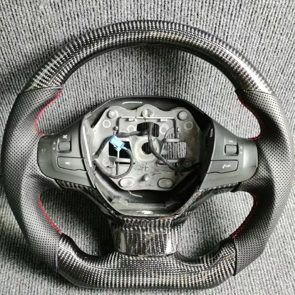 

Replacement Real Carbon Fiber Steering Wheel with Leather for Peugeot 308 2014-2021