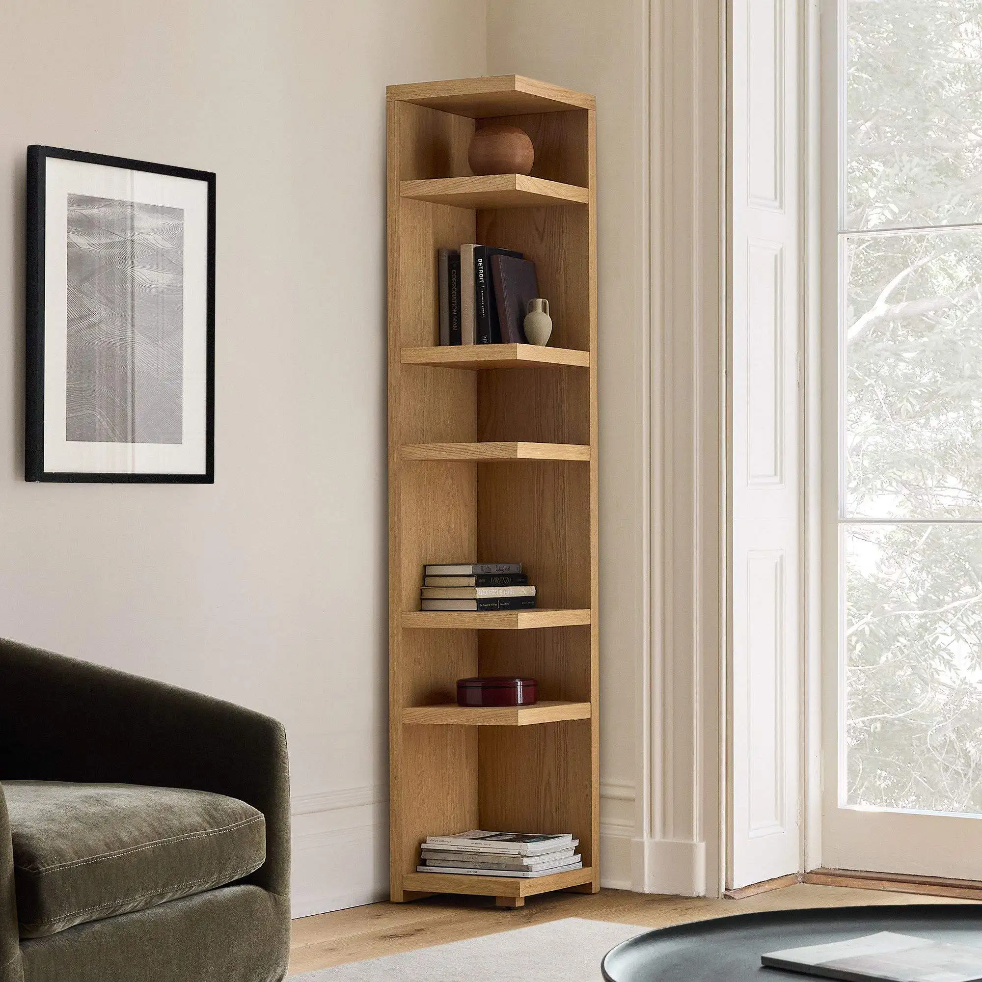 

Z DU'S Modern Solid Wood Bookcase, Vertical Structure, Perfectly Fits Corner Space, Excellent Decorative FurnitureZ