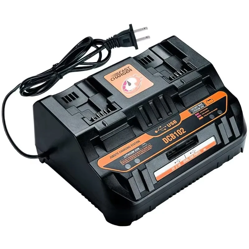 ZWINCKY DCB102 Charger Rapid 2 Slide Port 4A Charging Current USB 2A DCB200 DCB140 For Dewalt，14.4V 18V Lithium Battery Charger