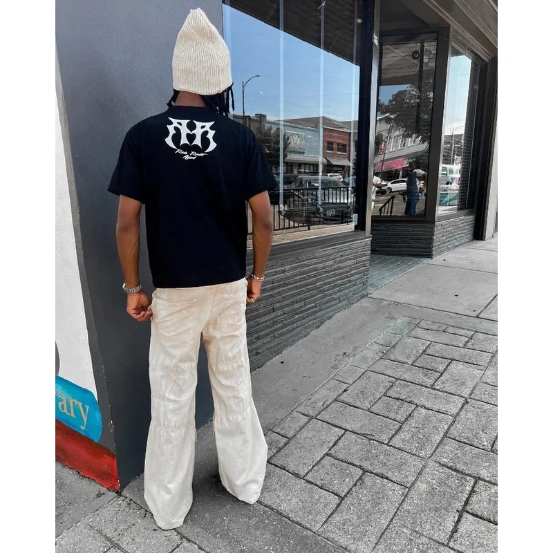 2024 sommer Vintage High Street Alphabet Drucken übergroßen T-shirt Männer y2k Gothic Harajuku Mode Lässig lose paar hemd