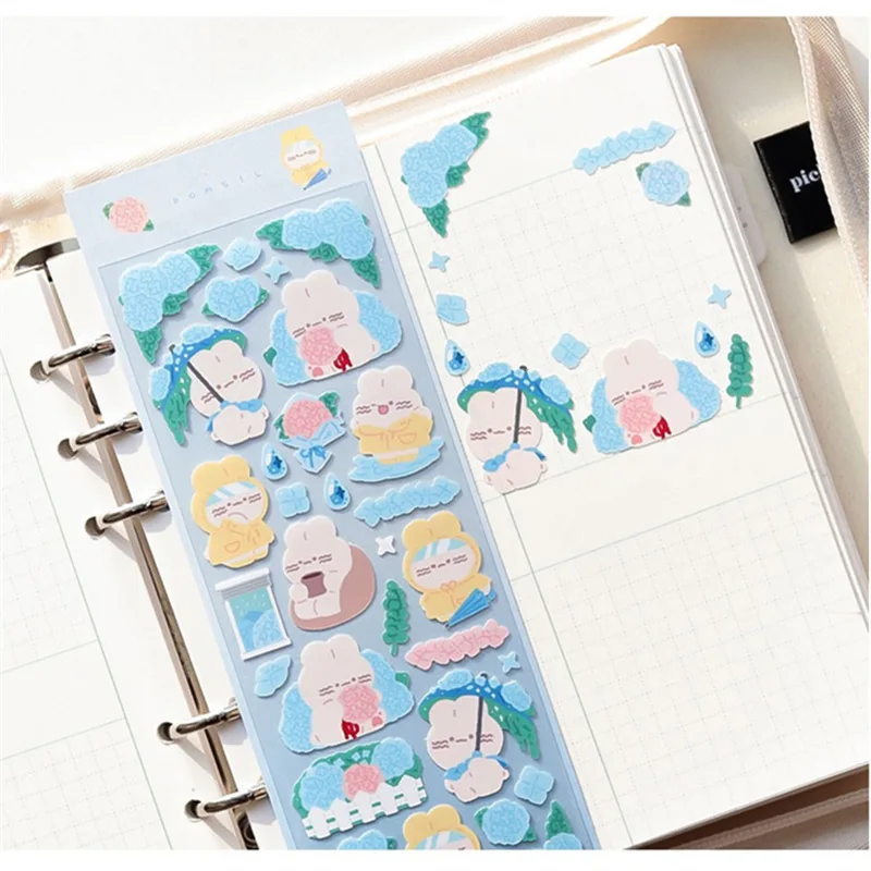 Korean Bling Sakura Tulip Flower Rainbow Sticker For Scrapbook DIY Sticker for Phone Journal Laptop Calender Decorate Gift